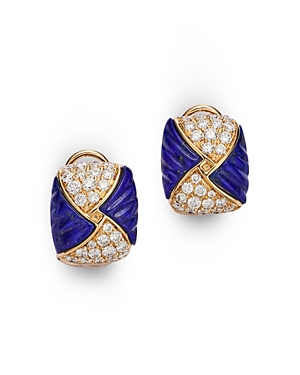 Shop Bloomingdale's Lapis & Diamond Statement Earrings In 14k Yellow Gold In Blue/gold