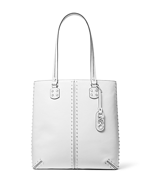 Shop Michael Kors Michael By  Astor Studded Large Tote In Optic White