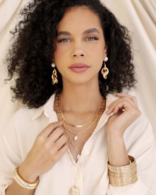 Liquid Link Cultured Freshwater Pearl Drop Earrings in 18K Gold Plated