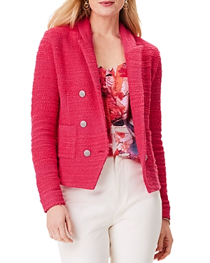 Shop Nic + Zoe Nic+zoe Textured Femme Knit Jacket In Bright Rose
