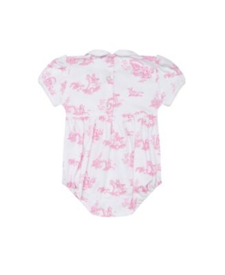 Girls' Blue Heart Print Smocked Bubble - Baby