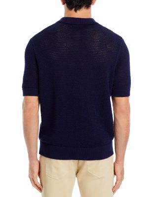 Mesh Short Sleeve Open Collar Polo Sweater