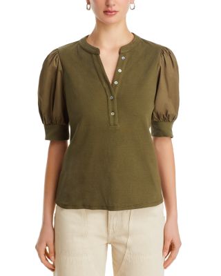 Puff Sleeve Henley Top