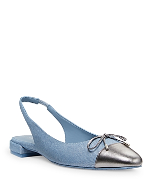 Stuart Weitzman Women's Sleek Bow Pointed Toe Slingback Flats