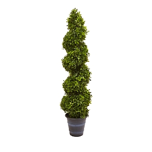 Nearly Natural Artificial Boxwood Spiral Topiary With Planter (indoor/outdoor) In Green