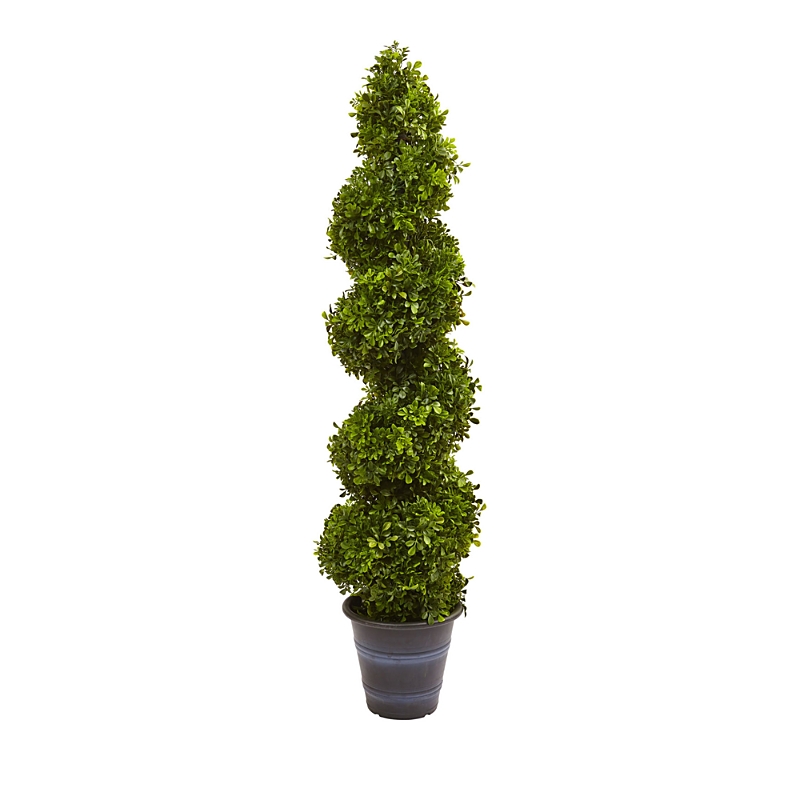 NEARLY NATURAL ARTIFICIAL BOXWOOD SPIRAL TOPIARY WITH PLANTER (INDOOR/OUTDOOR)