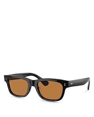 Shop Oliver Peoples Rosson Square Sunglasses, 53mm In Black/orange Solid