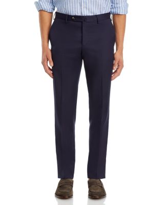 Slim Fit Flat Front Wool Trousers