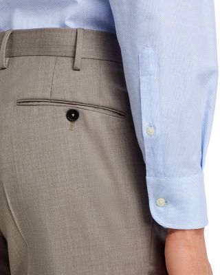 Slim Fit Flat Front Wool Trousers