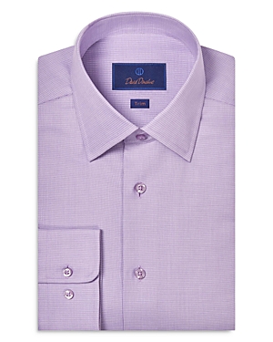 Shop David Donahue Dobby Micro Trim Fit Dress Shirt In Lilac