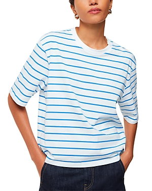 Shop Whistles Cotton Striped Tee In Blue/multi