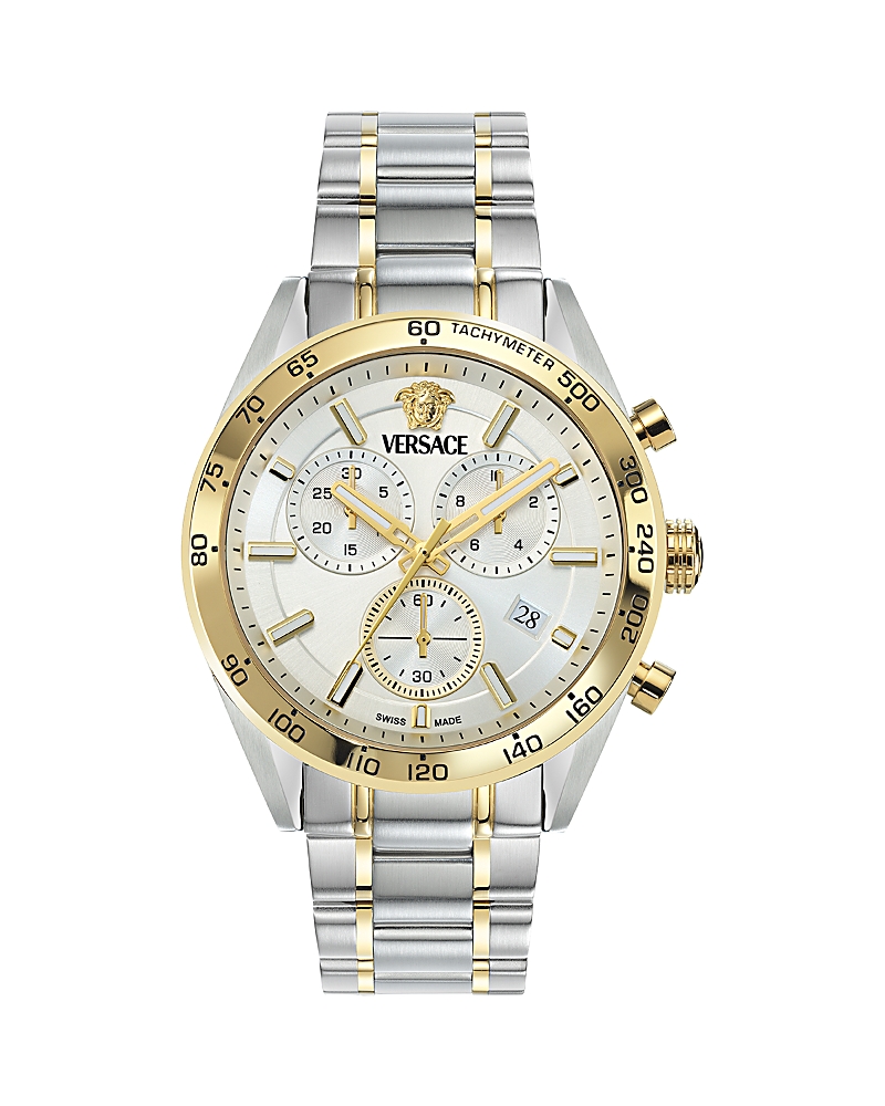 Versace V-code Chronograph, 41mm In Silver