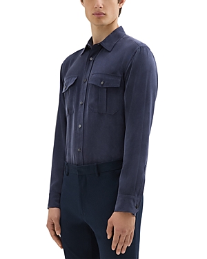Shop Theory Regular Fit Military Button Down Shirt In Baltic