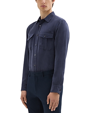 Theory Military Shirt In Fluid Twill In Baltic