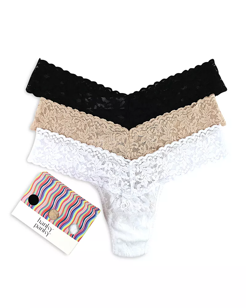 Hanky Panky Signature Lace Low Rise Thongs, Set of 3