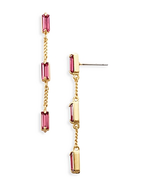 Shop Aqua Three Stone Linear Drop Earrings In Pink/gold