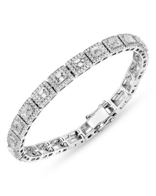 Bloomingdale's Fine Collection - Diamond Emerald-Cut Halo Bracelet in 18K White Gold, 7.00 ct. t.w.