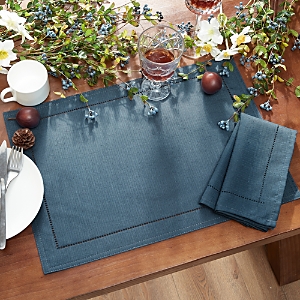 Elrene Home Fashions Alison Hemstitch Placemat, Set Of 4 In Blue