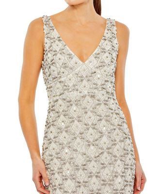 Fully Beaded Sleeveless Column Dress
