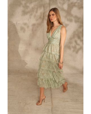 Cascading Ruffle Midi Dress