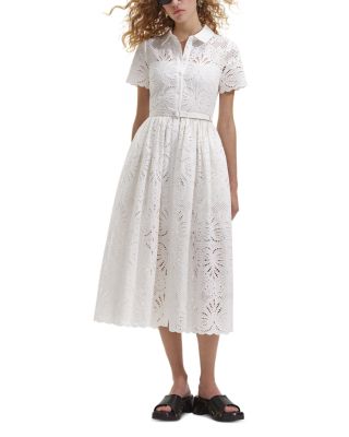 Self-Portrait - Cotton Eyelet Shirt Dress