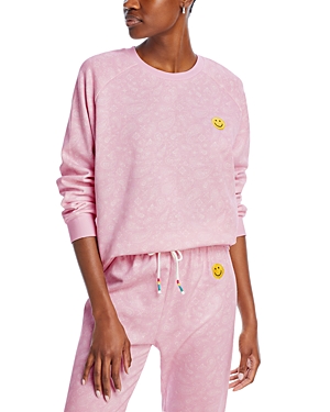 Aqua Bandana Print Smiley Patch Sweatshirt - 100% Exclusive In Pink