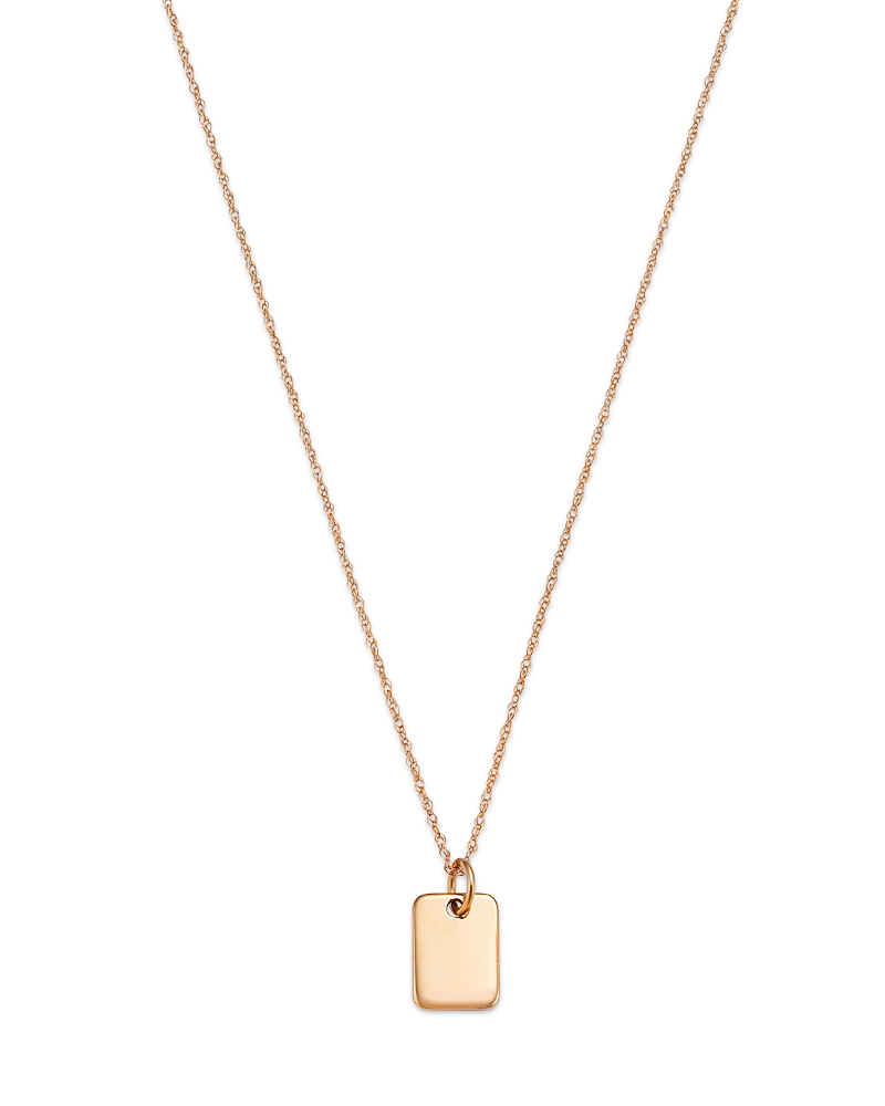 Bloomingdale's Mini Dog Tag Pendant Necklace In 14k Yellow Gold, 18 In Gold