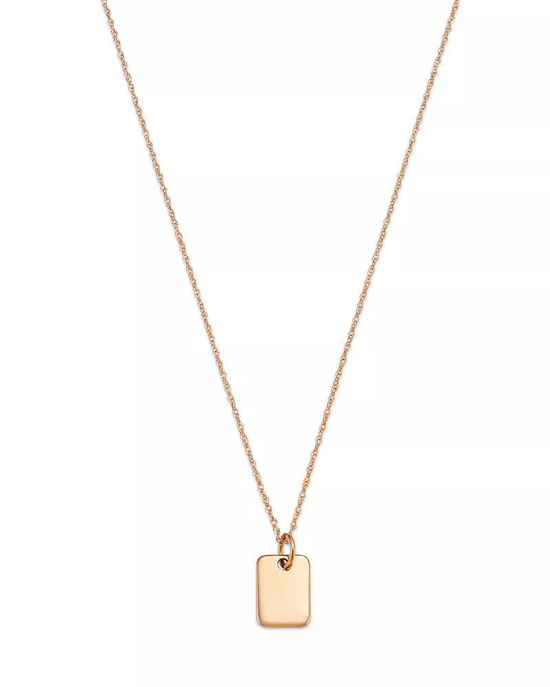 Bloomingdale's Fine Collection Mini Dog Tag Pendant Necklace in 14K Yellow Gold, 18