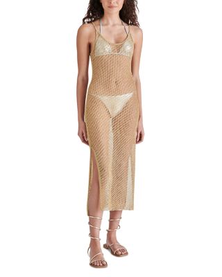 gold mesh cover up dress Sunlit Gold Lurex Cover Up i Dress - XL Size - Women's Dresses main image 1