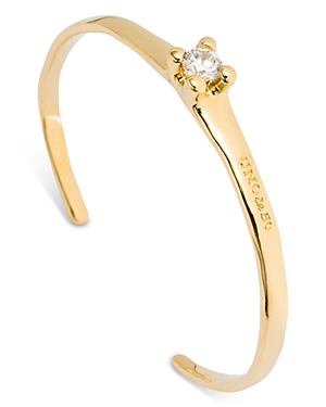 Uno De 50 Cosmos White Zircon Solitaire Cuff Bracelet In Gold