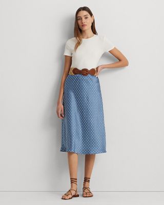 スカート Saint Laurent Midi skirt in polka dot silk charmeuse SAINT LAURENT Pleated Polka-Dot Georgette Midi Skirt | endource