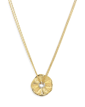 Shop Jackie Mack Designs Allure Cubic Zirconia Textured Disc Pendant Necklace, 18-20 In Gold