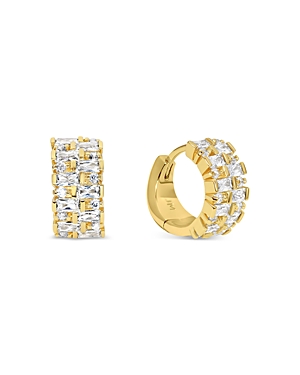 Shop Jackie Mack Designs Vega Cubic Zirconia Huggie Hoop Earrings In Gold