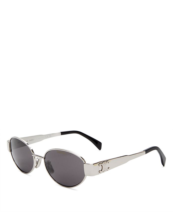 Shop Celine Triomphe Metal Round Sunglasses, 54mm In Silver/gray Solid