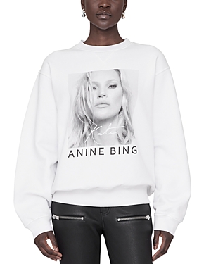 Shop Anine Bing Ramona Kate Moss Graphic Sweatshirt In White