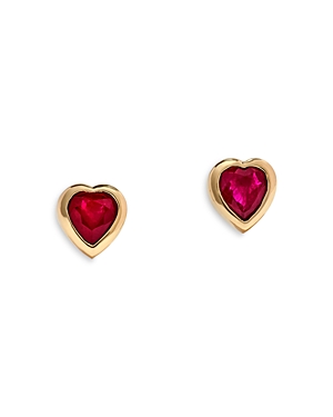 Bloomingdale's Ruby Heart Stud Earrings in 14K Yellow Gold