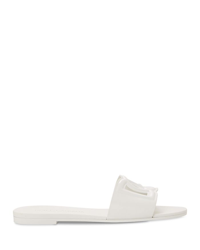 Shop Dolce & Gabbana Women's Logo Pool Slide Sandals In Bianco