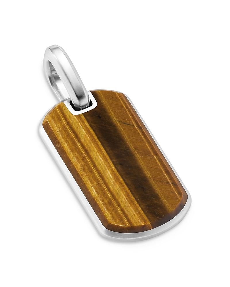 David Yurman Men's Chevron Tag in Sterling Silver with Tiger's Eye, 27mm · OS