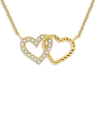 AQUA - Double Interlocking Hearts Necklace, 16" - Exclusive