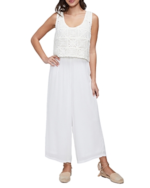 Shop Three Dots Crochet Top Jumpsuit In Whisper White