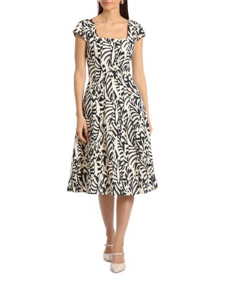 green emerald velvet dress Ayla Cotton Fit and Flare Midi Dress / White | Meshki main image 0