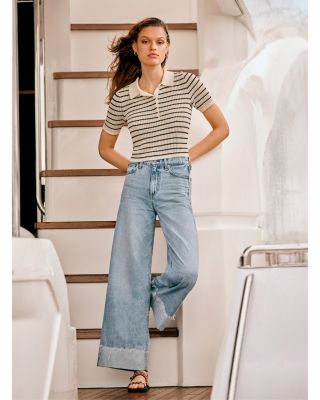 rag & bone Sofie High Rise Wide Leg Cuffed Jeans in Mari