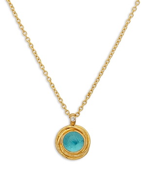 Gurhan 22k & 24k Yellow Gold Muse Apatite & Diamond Pendant Necklace, 16-18 In Blue/gold