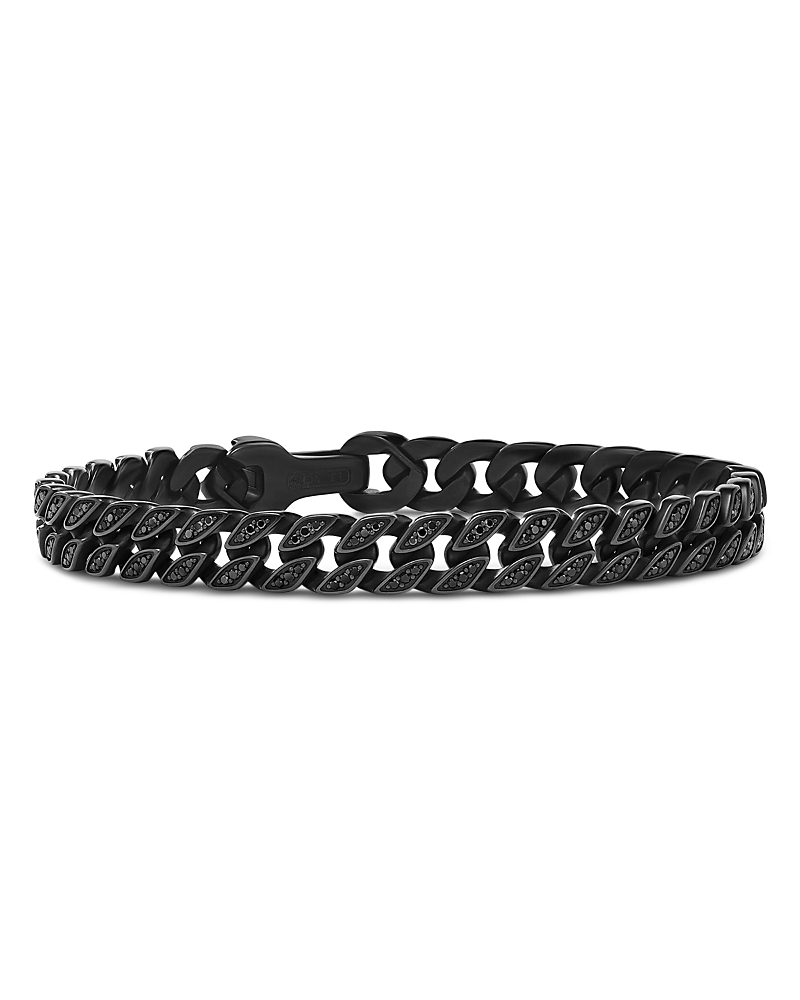 David Yurman Men's Curb Chain Bracelet in Black Titanium with Black Diamonds, 8mm
