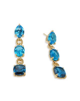 18K Yellow Gold Marbella Blue Topaz & Hampton Blue Topaz Drop Earrings