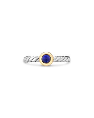 David Yurman Sterling Silver & 14K Yellow Gold Petite Cable Flex Lapis Lazuli Ring