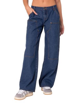 Edikted - Ayla Low Rise Carpenter Jeans in Blue