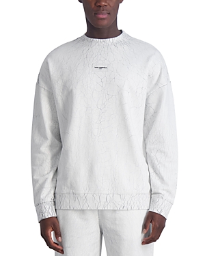 Shop Karl Lagerfeld Marble Print Logo Patch Sweatshirt In Off White