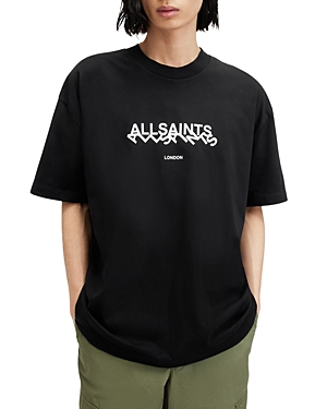 Shop Allsaints Slanted Logo Tee In Jet Black