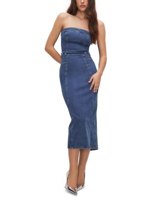 chinese dress ladies Good American Women's Denim Tube Midi Dress, Indigo594, Blue, L at Amazon  Women's Clothing store